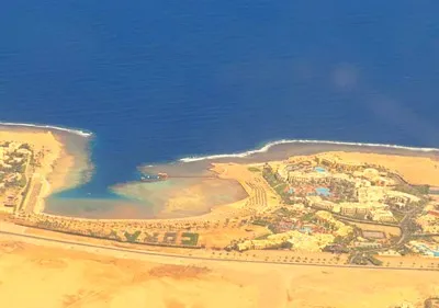 The road from the airport to the city of Marsa Alam along the red sea coast