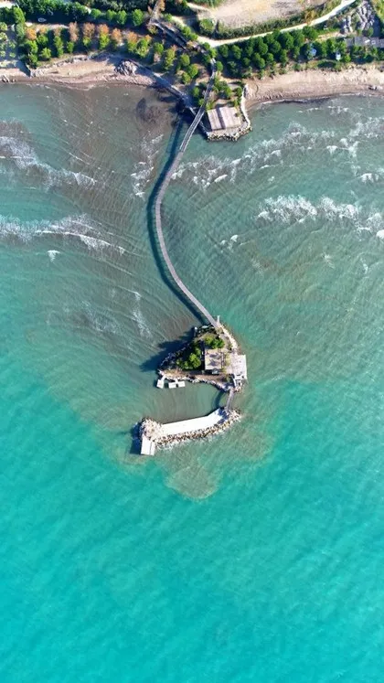Aerial view of Golem beach near Durres, Albania