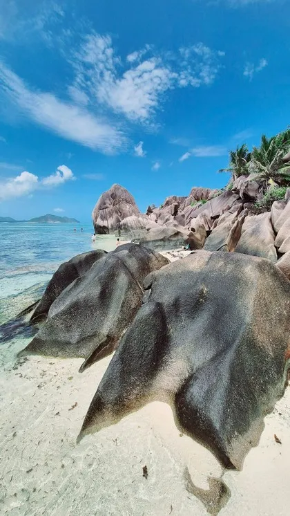 Granite boulders and turquoise water at Anse Source d'Argent, La Digue