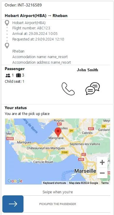 Real-time car with driver tracking interface