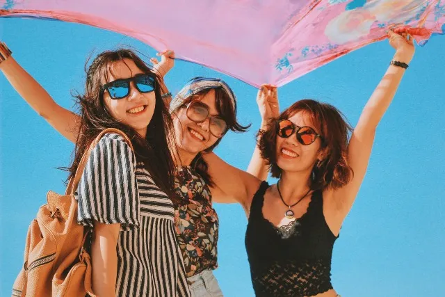 Travellers having fun on trip
