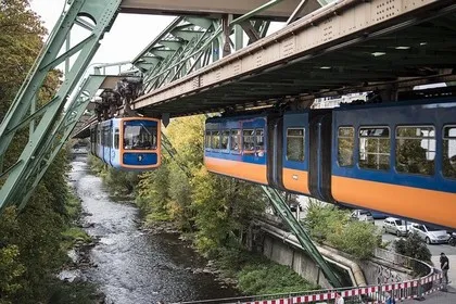Unusual train Schwebebahn in Germany