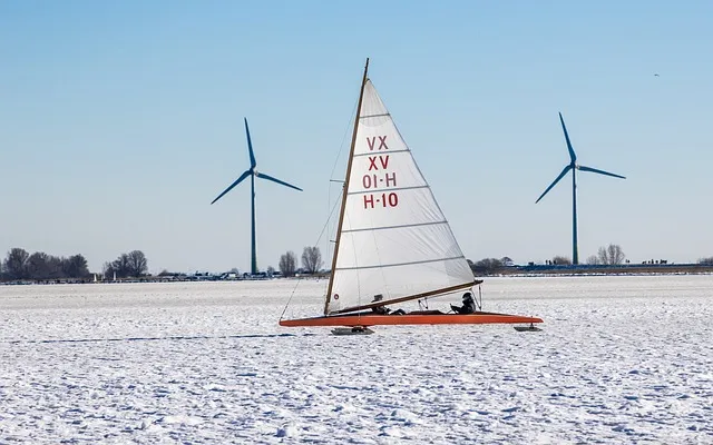 Winter activity ice sailing